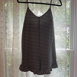 NWOT Olivaceous black and white Gingham romper